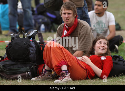 Les militants écologistes ont créé un camp pour le climat à Blackheath, dans le sud-est de Londres. Banque D'Images