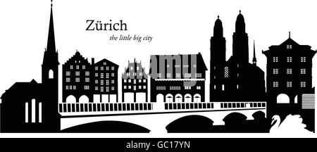 Vector illustration de l'horizon de Zurich, Suisse Illustration de Vecteur