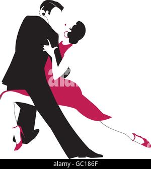 Vector illustration originale d'un couple dancing générique Le Tango Argentin dans une étreinte passionnée. Illustration de Vecteur