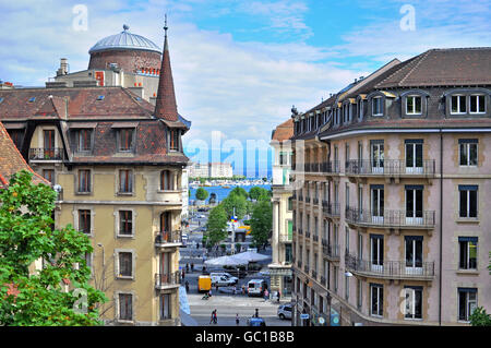 Genève, SUISSE - Le 17 août : vue sur le bâtiment au centre ville de Genève le 17 août 2015. Genève est la deuxième plus grande ville Banque D'Images