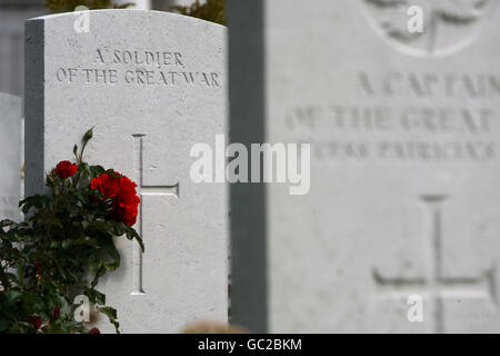 Cimetière Tyne Cot à Passchendale, le plus grand cimetière de la première Guerre mondiale du Commonwealth Banque D'Images