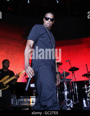 Jay Z en scène au Roundhouse de Camden, au nord de Londres. Banque D'Images