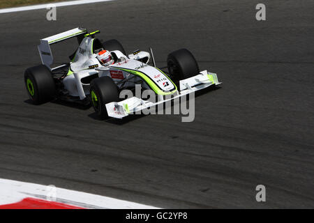 Rubens Barrichello, pilote du groupe Brawn GP, lors des qualifications au circuit de Monza, en Italie. Banque D'Images