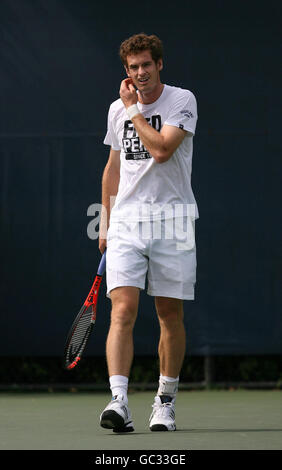 Andy Murray, en Grande-Bretagne, s'entraîne sur les terrains de pratique de Flushing Meadows, New york, États-Unis.