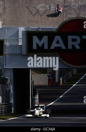 Course automobile Formula One - Grand Prix d'Italie - qualification - Monza.Jenson Button, pilote du groupe Brawn GP, lors de la troisième séance d'entraînement au circuit de Monza, en Italie. Banque D'Images