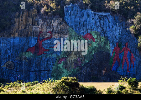 Rock, peinture murale de la préhistoire, à proximité de Viñales, Vallée de Viñales, province de Pinar del Río, Cuba Banque D'Images