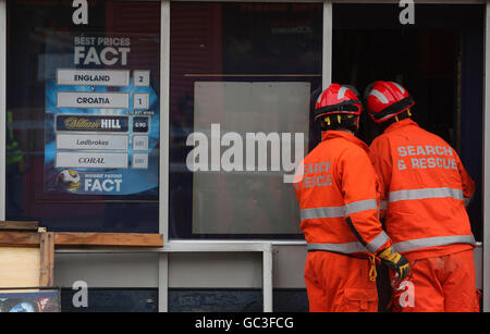 Accidents d'autobus en bookmakers Banque D'Images