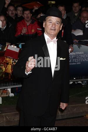 Bill Murray arrive pour la première mondiale du fantastique M. Fox lors du gala d'ouverture du Times BFI London film Festival à l'Odeon, Leicester Square Banque D'Images