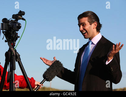 Donald Trump Jnr s'adresse aux médias sur le domaine de Menie alors que la construction commence sur le magnat de l'immobilier américain, le complexe de golf de luxe controversé de Donald Trump. Banque D'Images