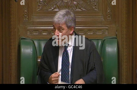 Président de la Chambre des communes, John Bercow pendant les questions du premier ministre à la Chambre des communes, à Londres. Banque D'Images