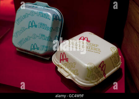 McDonald's Vintage Boîtier en polystyrène contenants sandwich - USA Banque D'Images