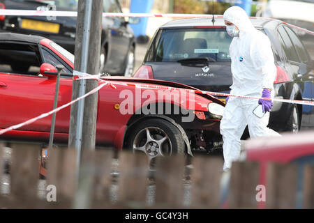 Explosion sous location à Belfast Banque D'Images