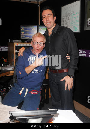 Chris Evans revient à son ancien studio Virgin radio - 8 ans après avoir juré de ne jamais marcher dans le bâtiment à nouveau - pour apparaître comme un invité sur le Christian O'Connell Absolute radio Breakfast Show. Banque D'Images