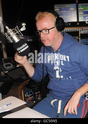 Chris Evans revient à son ancien studio Virgin radio - 8 ans après avoir juré de ne jamais marcher dans le bâtiment à nouveau - pour apparaître comme un invité sur le Christian O'Connell Absolute radio Breakfast Show. Banque D'Images