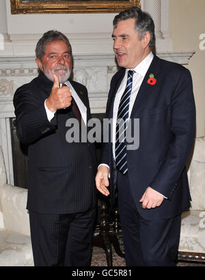 Luiz Inacio Lula da Silva rencontre Gordon Brown Banque D'Images