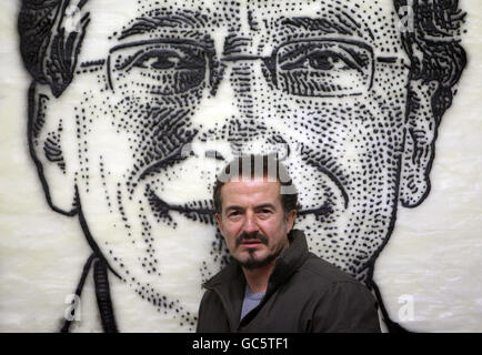 Portraits de cire pour le "The Wall Street 100 exposition' Banque D'Images