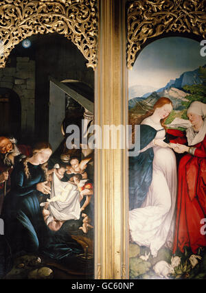 La Visitation et 'La Nativité' par Hans Baldung Grien, 1512 - 1516 Banque D'Images