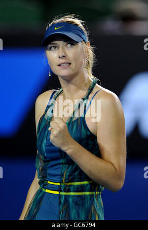 Maria Sharapova, de Russie, fête sa victoire lors de son match Contre Maria Kirilenko de Russie Banque D'Images