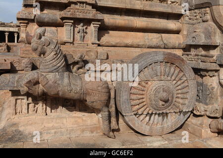 Sculpture de char à airavateeswara temple près de kumbakonam au Tamil nadu Banque D'Images