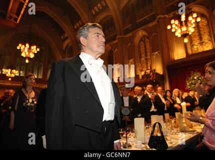 Le Premier ministre Gordon Brown lors du banquet du maire Lord, au Guildhall, dans la ville de Londres. Banque D'Images