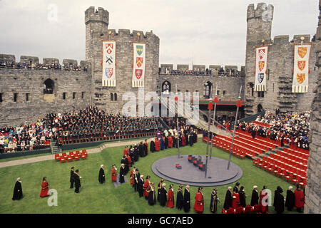 L'investiture du Prince de Galles au château de Caernarfon. Banque D'Images