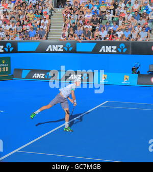 Kevin Anderson joue à l'Open d'Australie à Melbourne en Australie. Banque D'Images