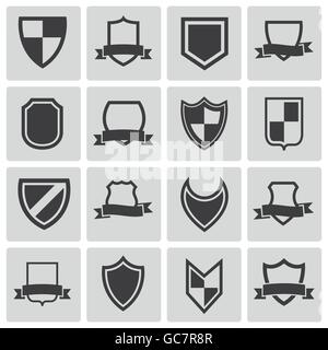 Bouclier Noir Vector Icons Set Illustration de Vecteur