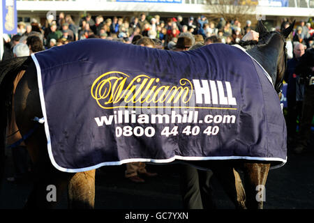 Courses hippiques - William Hill Winter Festival 2009 - première journée - Hippodrome de Kempton Park. Signalisation de William Hill sur le gilet d'un cheval Banque D'Images