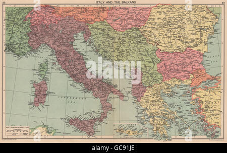 La seconde guerre mondiale 2. L'Istrie italienne Zara Lagosta Dodécanèse l'Albanie. Balkans, 1940 map Banque D'Images