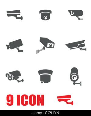 Caméra de sécurité gris Vector icon set Illustration de Vecteur