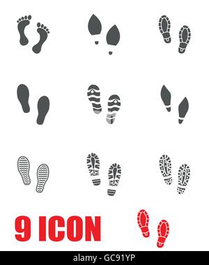 Empreintes de chaussures gris Vector icon set Illustration de Vecteur