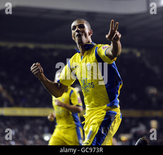 Football - FA Cup - quatrième tour - Tottenham Hotspur v Leeds United - White Hart Lane. Jermaine Beckford, de Leeds United, célèbre la pénalité Banque D'Images