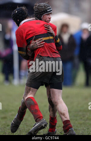 Rugby Union - Brewin Dolphin Scottish Schools Cup U15 - Semi Final - Edinburgh Academy v Stewarts Melville College - Newfield Banque D'Images