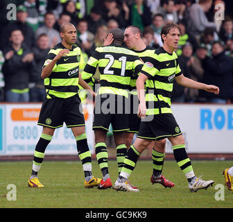 Le Diomans Kamara du Celtic célèbre son premier but du match de la coupe d'Écosse lors du cinquième tour à East End Park, Dunfermline. Banque D'Images