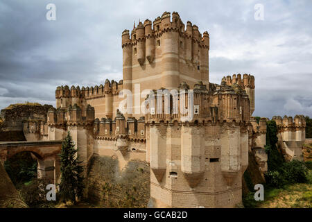 Château de style mauresque, dans la ville de Coca, province de Ségovie Castilla y Leon, Espagne Banque D'Images