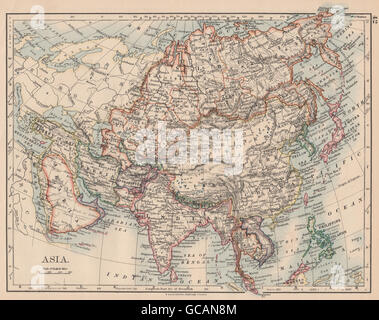 Politique de l'Asie.Perse Siam Hejaz Chine Japon Corée Turkestan.JOHNSTON, 1897 map Banque D'Images