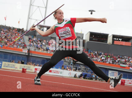 Amsterdam, Pays-Bas. 09 juillet 2016. Khaladovich eurobowl ** du Bélarus participe à la finale du lancer du javelot à l'athlétisme au Stade Olympique d'Amsterdam, Pays-Bas, 09 juillet 2016. Photo : Michael Kappeler/dpa/Alamy Live News Banque D'Images