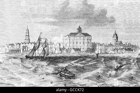 Charleston est la plus ancienne et la deuxième plus grande ville de l'état américain de Caroline du Sud. Il est situé sur le port de Charleston, un bras de l'Océan Atlantique formée par la confluence de l'Ashley Cooper et rivières. Banque D'Images