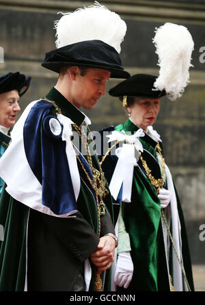 Le duc de Cambridge, connu sous le nom de Comte de Strathearn tandis qu'en Écosse et la Princesse Royale à St Giles' Cathedral à Édimbourg pour assister à l'Ordre du Chardon Service. Banque D'Images