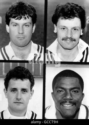 Membres de l'équipe de cricket du comté de Kent (en haut à gauche à droite) Neil Taylor et Steven Marsh (en bas à gauche à droite) Richard Davis et Hartley Alleyne Banque D'Images