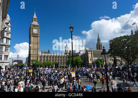 Anti-Brexit les manifestants se rassembleront sur la place du Parlement Londres pendant la journée en manifestation contre Brexit Banque D'Images