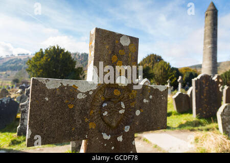 La ville monastique de Glendalough, Co. Wicklow Banque D'Images