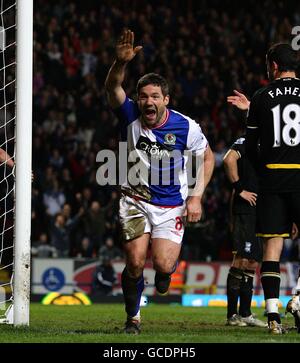 Football - Barclays Premier League - Blackburn Rovers / Birmingham City - Ewood Park.David Dunn, de Blackburn Rovers, célèbre le deuxième but du match Banque D'Images