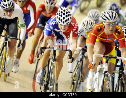 Lizzie Armitstead en Grande-Bretagne dans l'action dans la course de points pendant les Championnats du monde de cyclisme sur piste à la Ballerup Super Arena, Copenhague, Danemark. Banque D'Images