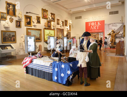 New York Historical Society Museum avec acteurs coloniaux Banque D'Images