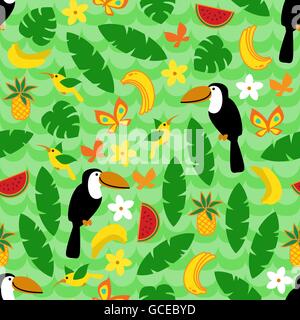 La nature tropicale avec motif transparent sur fond d'onde verte. Illustration de Vecteur