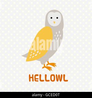 Carte de souhaits avec cute cartoon owl. Illustration de Vecteur