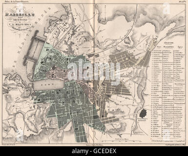 Marseille. Plan de la ville ville antique. Bouches-du-Rhône Rhône. MALTE-BRUN, 1852 map Banque D'Images