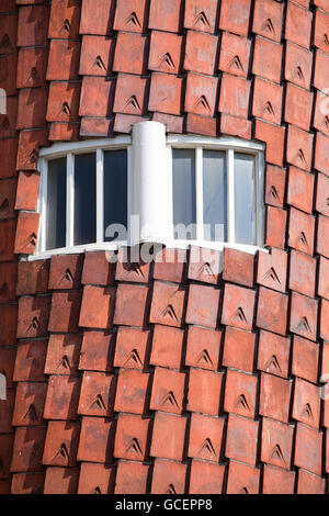 Architecture de l'années 1920, connu comme le style d'école d'Amsterdam, vue détaillée de l'Het Schip Museum, Amsterdam Banque D'Images