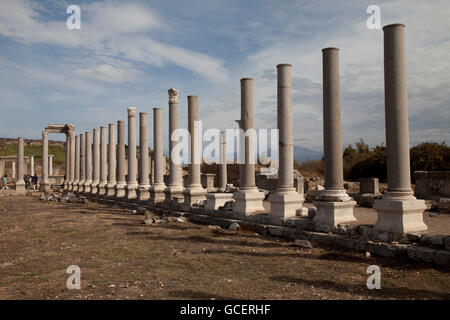 Marché, site archéologique antique de Perge, Antalya, Turkish Riviera, la Turquie, l'Asie Banque D'Images